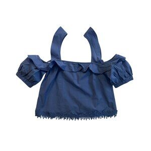 NICHOLAS Cotton Square Neck Top in Blue Size XXS(0) NWT